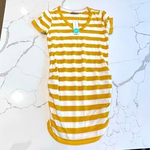 *SOLD* Mustard + White Striped Maternity V-Neck T-Shirt